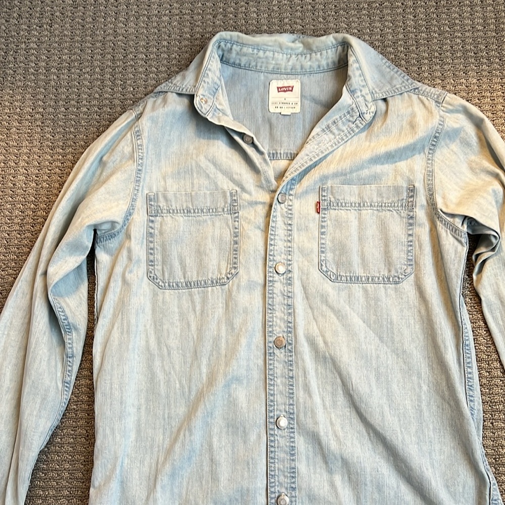 Levi’s Denim Blue Button Down Shirt - image 3